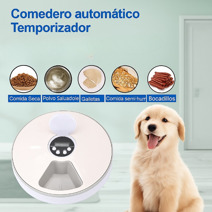 MixNshop™ Comedero Automático para Mascotas con Temporizador – 6 Compartimentos Para Perros, Gatos y más mascota